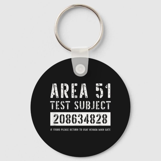 Porte-clés Zone 51 Objet de l'essai 4828 Enlèvement d'Aliens  (Recto)