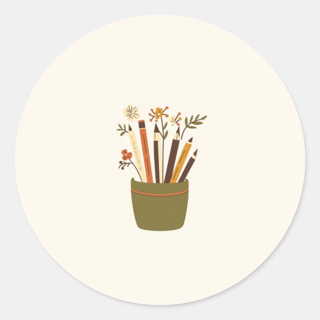 Porte-crayons floral autocollant (Devant)