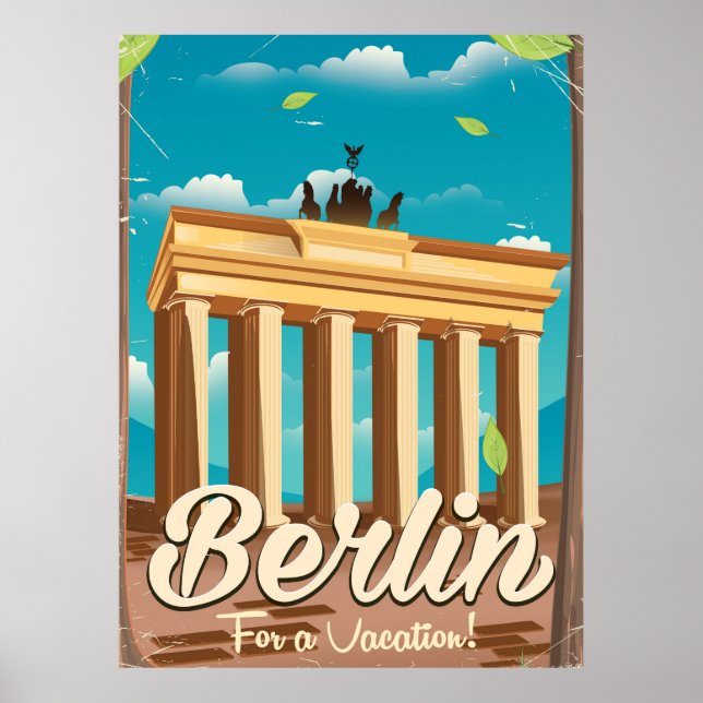 Porte de Brandebourg, affiche de voyage en cartoon (Devant)