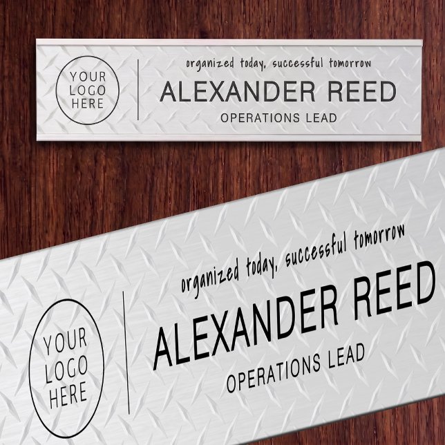 Porte de bureau avec plaques de nom de logo argent (Office Door With Logo Name Plates Silver)