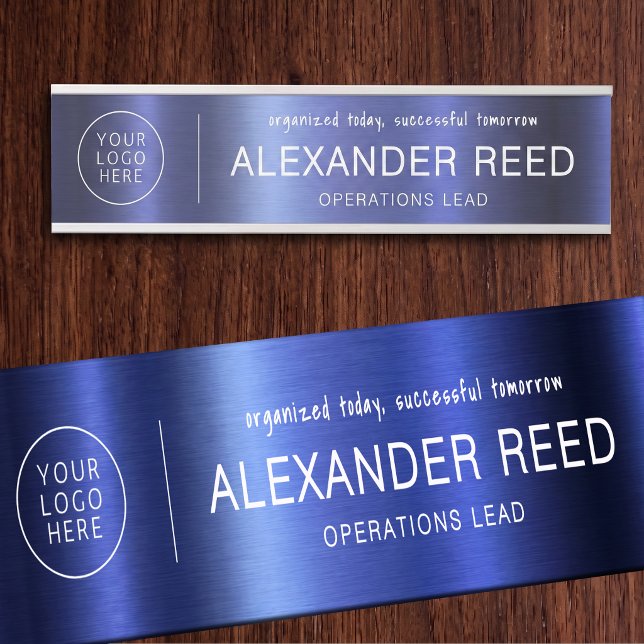 Porte de bureau avec plaques de nom de logo Navy (Office Door With Logo Name Plates Navy)