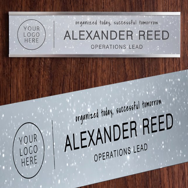Porte de bureau avec plaques de nom Logo Pailleté (Office Door With Logo Name Plates Glitter)