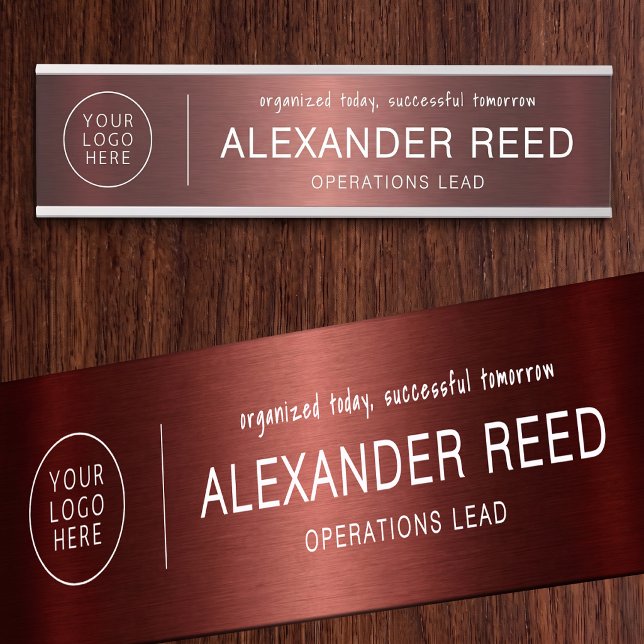 Porte de bureau avec plaques nominatives au logo É (Office Door With Logo Name Plates Elegant)