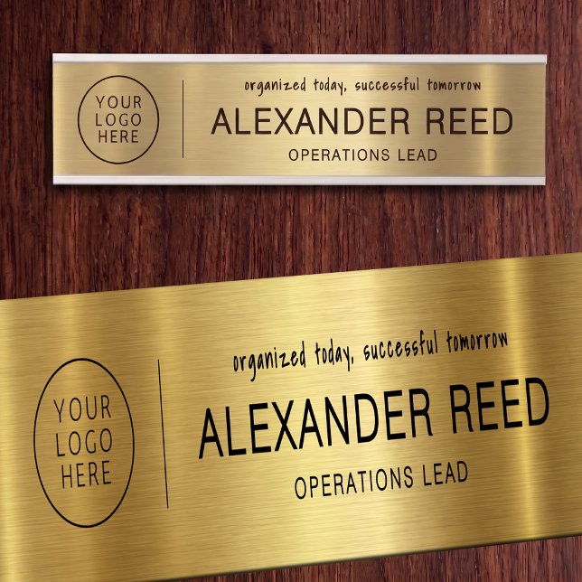 Porte de bureau avec plaques nominatives en bronze (Office Door With Logo Name Plates Bronze)