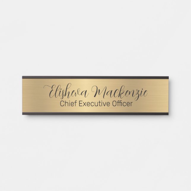 Porte de bureau Faux Gold Signes Nom Plaque (Devant)