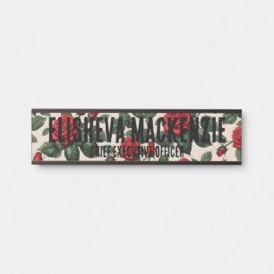 Porte de bureau Red Roses Signes Nom Plaque