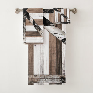 Porte de grange rustique multi-bois blanc et marro