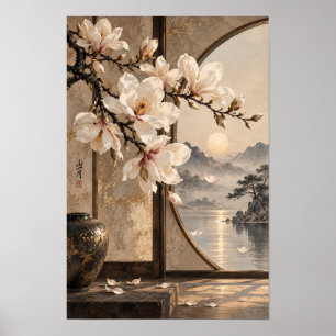 Porte de Lune en Magnolia Blanc Art Mural de Monta