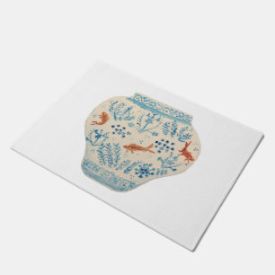 Porte de tapis de gingembre blanc peint à la main