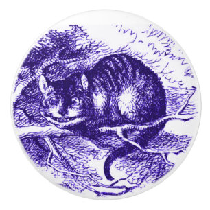 Porte En Céramique Alice dans le bouton de pourpre de chat de