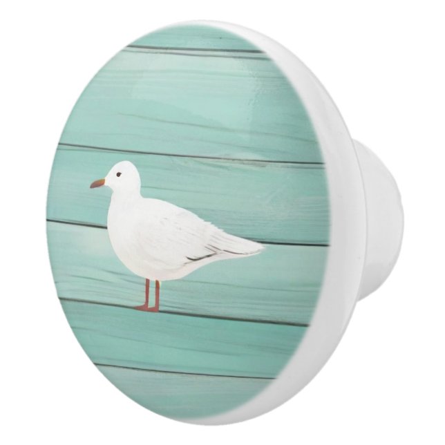 Porte En Céramique Aqua Blue Sea Gull Faux Wood Seagull Bouton de tir (Droite)
