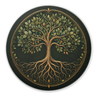 Porte En Céramique Arbre botanique ornemental, arbre de vie, bouton d