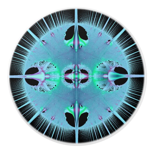 Porte En Céramique Bleu Brûler fractal tiroir et bouton de l'armoire (Devant)