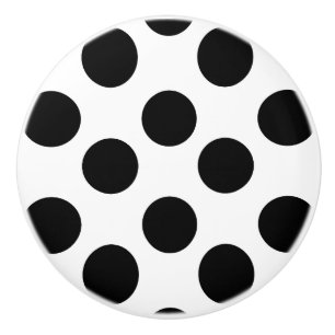 Porte En Céramique Bouton blanc et noir de meubles de point de polka