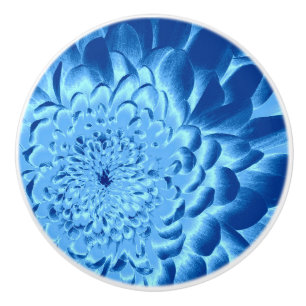 PORTE EN CÉRAMIQUE BOUTON BLEU DE TIROIR DE FLEUR