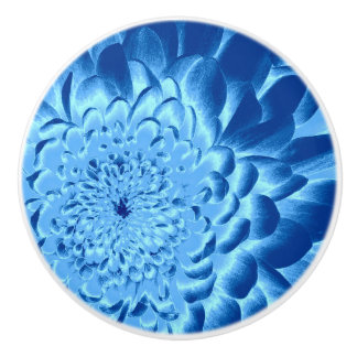 PORTE EN CÉRAMIQUE BOUTON BLEU DE TIROIR DE FLEUR