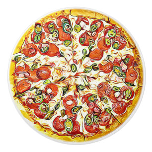 Porte En Céramique Bouton de buffet de pizza de fromage de pepperoni