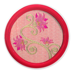 Porte En Céramique Bouton de couture de fleur brodé par cru