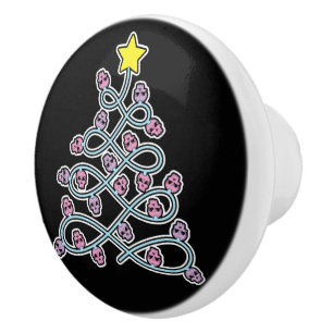 Porte En Céramique Bouton de l'arbre de Noël crânes gothiques