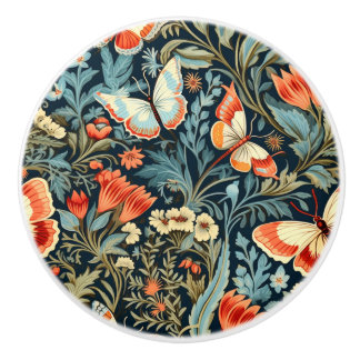 Porte En Céramique Bouton de papillon botanique foncé