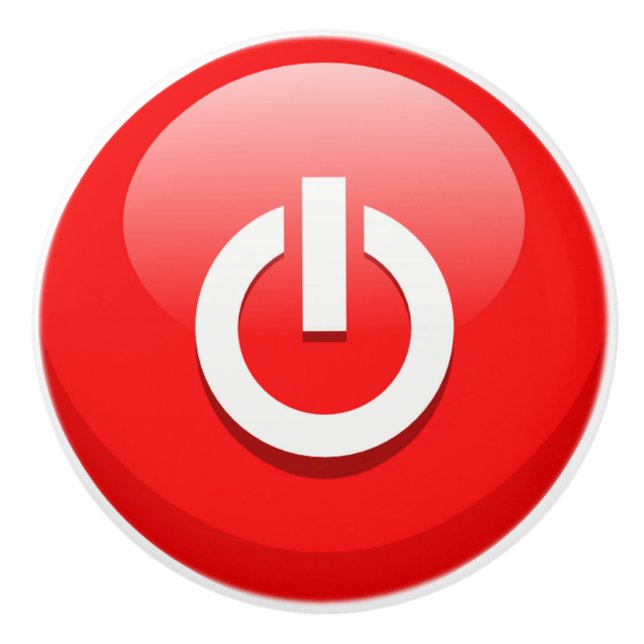 Porte En Céramique Bouton de puissance rouge géant (Devant)