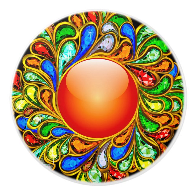 Porte En Céramique Bouton de tiroir à billes décoratives - SRF (Devant)