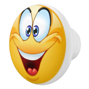 Porte En Céramique Bouton de tiroir à visage joyeux - SRF