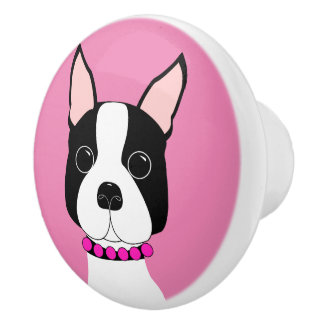 Porte En Céramique Bouton de tiroir d'art de chien de Boston Terrier