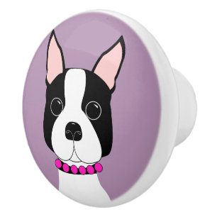 Porte En Céramique Bouton de tiroir d'art de chien de Boston Terrier