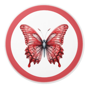 Porte En Céramique Bouton de tiroir de la fille du papillon rouge mod