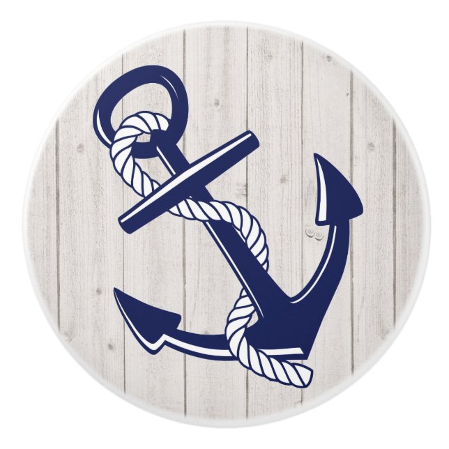 Porte En Céramique Bouton de tiroir de l'Ancre de plage nautique (Devant)