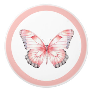 Porte En Céramique Bouton de tiroir élégant papillon rose pour fille