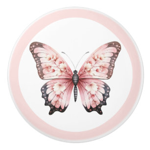 Porte En Céramique Bouton de tiroir élégant papillon rose pour fille