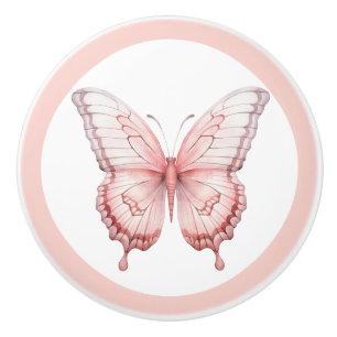 Porte En Céramique Bouton de tiroir élégant papillon rose pour fille