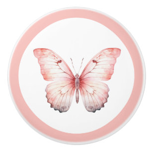 Porte En Céramique Bouton de tiroir élégant papillon rose pour fille