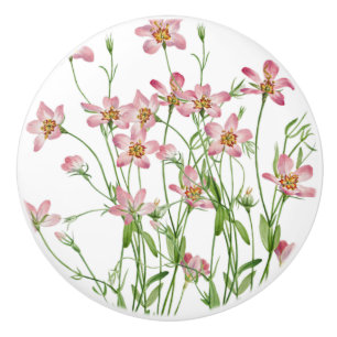 Porte En Céramique Bouton de tiroir Fleur sauvage rose