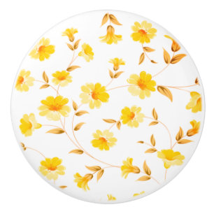 Porte En Céramique Bouton de tiroir Marguerite jaune Petit motif fl