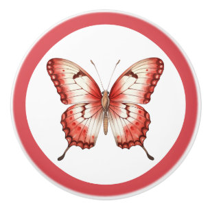 Porte En Céramique Bouton de tiroir papillon rouge moderne pour fille
