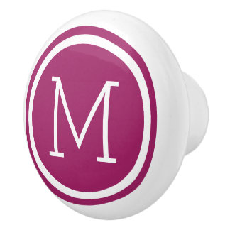 Porte En Céramique Bouton de tiroir personnalisé Berry Purple Monogra
