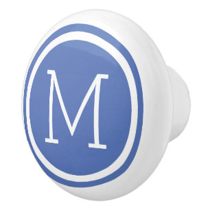 Porte En Céramique Bouton de tiroir personnalisé Monogramme bleu