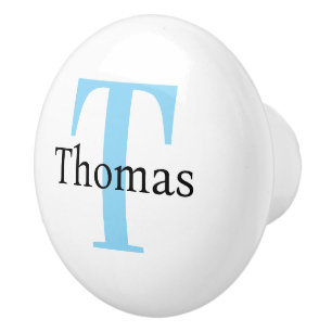 Porte En Céramique Bouton de tiroir personnalisé Monogramme Bleu Mode