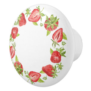 Porte En Céramique Bouton de tiroir vintage à la fraise