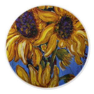 Porte En Céramique bouton de tournesol tirer