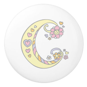 Porte En Céramique Bouton décoré d'un monogramme décoratif de poig