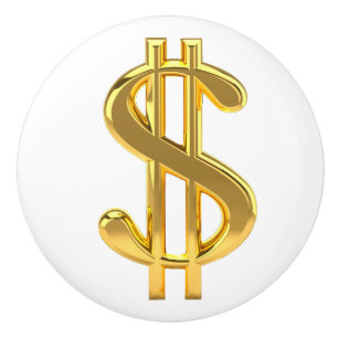 Porte En Céramique Bouton d'or de symbole dollar