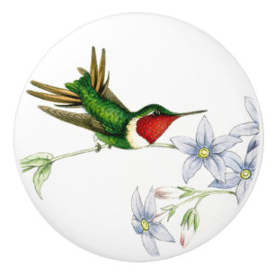 Porte En Céramique Bouton floral animal de faune d'oiseau de colibri