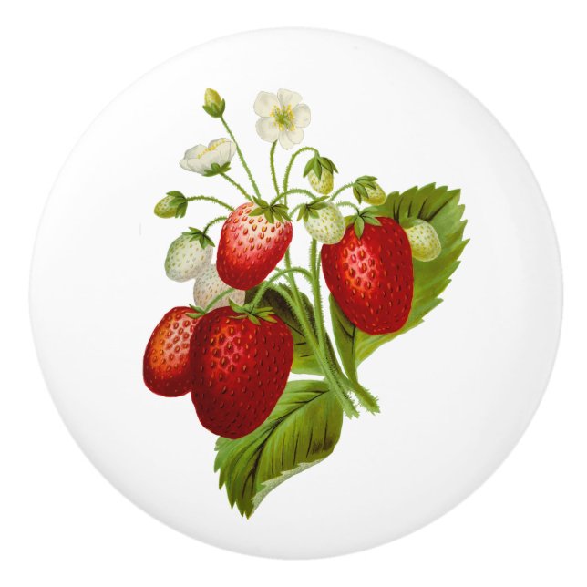Porte En Céramique Bouton juteux de tiroir de buffet de fraise (Devant)
