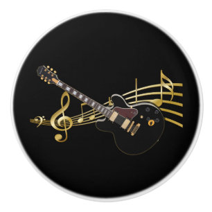 Porte En Céramique Bouton noir de guitare