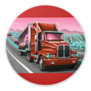 Porte En Céramique Camion de fret de 18 rouleurs sur un bouton de