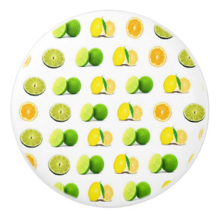 Porte En Céramique Citron, chaux et bouton orange de buffet de